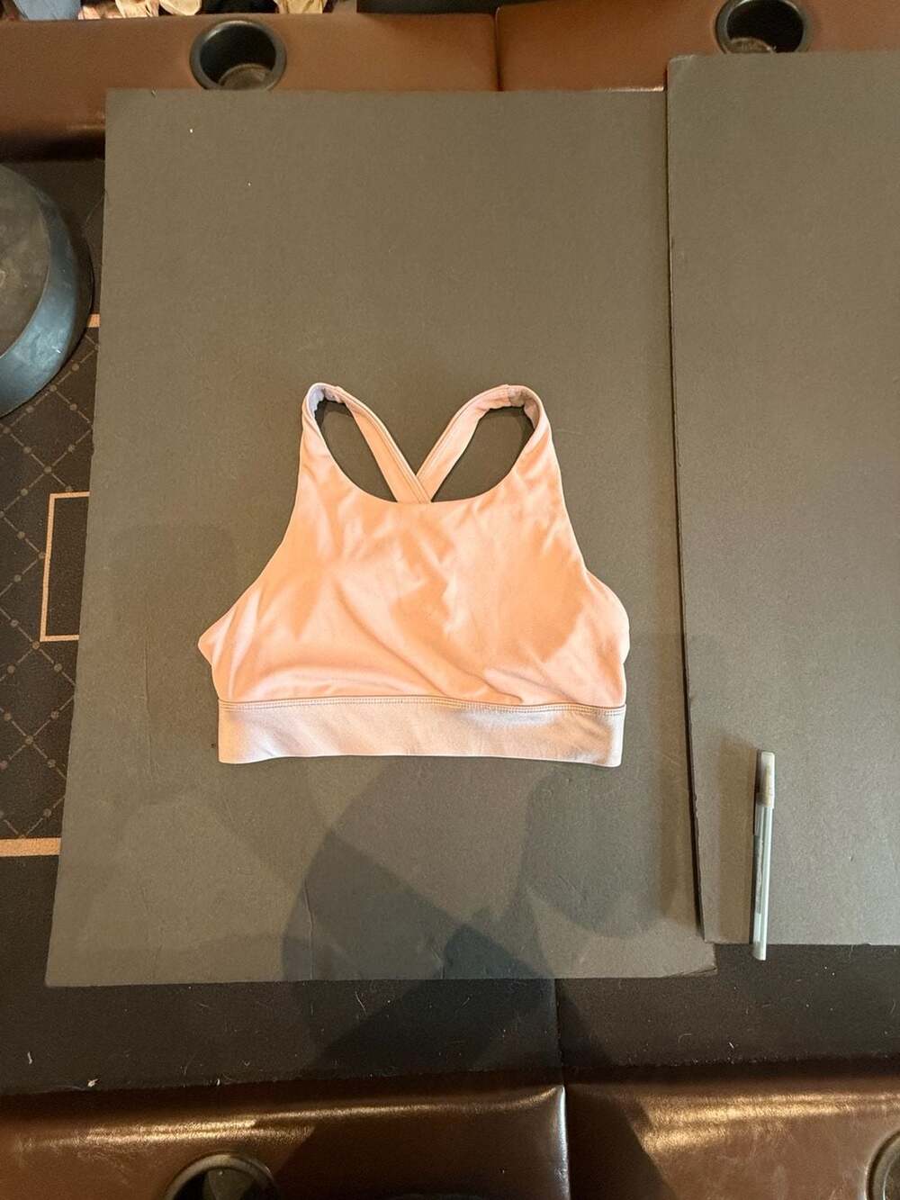 Fabletics Pink Cross Back High Neck Sports Bra